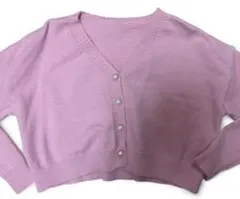 ピンク Vネック ニットカーディガン