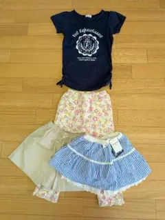 【新品＆美品】140cm 女の子まとめ売り Tシャツ パンツ4点セット ユニクロ