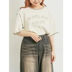 ミニ裏毛ライン入りロゴプリントカットソー