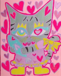サバトラ猫 F3 絵画 イラスト 猫の絵 インテリア アート 猫 猫絵 cat