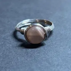 WR344S 天然石 パワーストーン ワイヤーリング オレンジムーンストーン