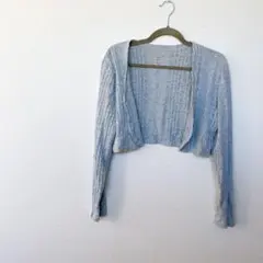 グレー リブ編み クロップドカーディガン 【XL】