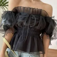 【タグ付き新品】snidel スナイデル ギャザーフリルオフショルブラウス