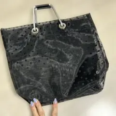 値下げ　チャオパニックドット柄 ブラック トートバッグ