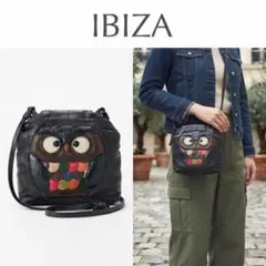 希少 IBIZA イビサ 象 オーストリッチ ショルダーバッグ タッセル 黒 