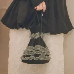 Casselini チュールフリル巾着バッグ