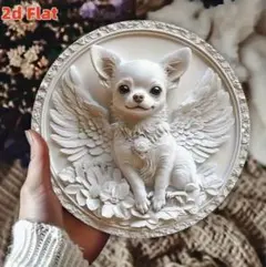 ２D 天使　チワワさん ブリキ看板357 　壁装飾　ハンギングデコレーション