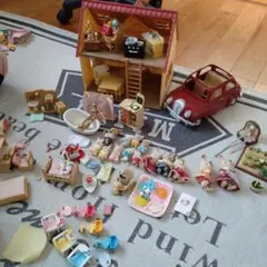 シルバニアファミリー 家と赤い車のセット