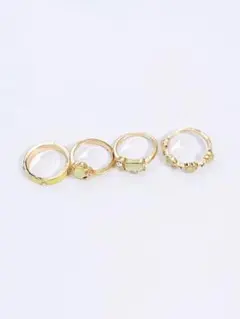 リング　指輪　アクセサリー　ゴールド　ライトグリーン　4点セット　まとめ売り