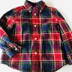 ラルフローレン チェック柄シャツ 赤 紺色 90cm
