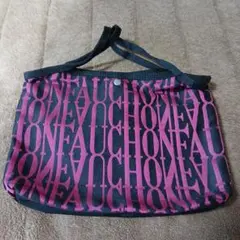 ロゴプリントトートバッグ 中型 ピンクと黒