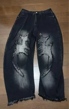 00s 再構築 ワイド リメイクデニムパンツ アディダス y2k グランジ