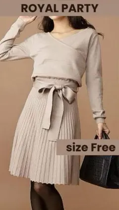 カシュクールタックプリーツニットワンピース ニット