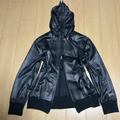 y2k 00's archive 奇形 ダブルジップ レザーパーカー チェック