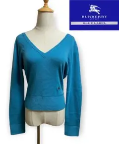 【カシミヤ&ウール】バーバリーロンドン ブルーレーベル バックオープンセーター