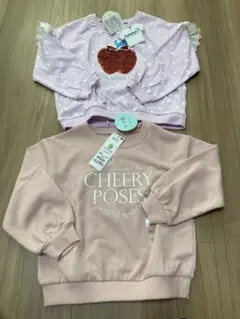 匿名配送[新品未使用] トレーナー女の子110まとめ売りピンクレース春秋トップス