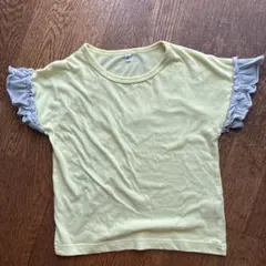 古着110㎝ イエロー フリル袖 Tシャツ