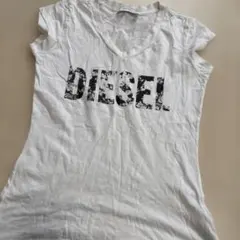 DIESEL VネックプリントTシャツ ホワイト
