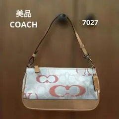 美品 COACH コーチ 7027シグネチャーキャンバス× レザーワンショルダー