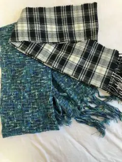 チェック柄　ツイード柄　マフラー　ストール ショール　2枚セット