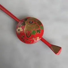 漆塗り　平打ち　かんざし　簪　金蒔絵　赤絵　和装小物　さ3　振袖　着物　和装