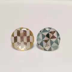 ピアス ブローチ バッジ ピンバッジ 和柄 着物柄 羽織柄 市松模様