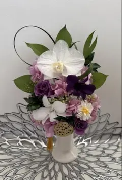 仏花プリザーブドフラワー 白花器付