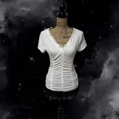y2k 00s❤︎ シャーリング レースtopsのサムネイル