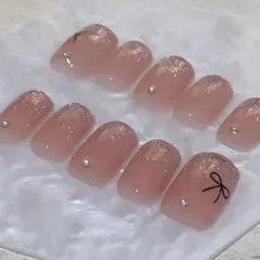 【即購入可】 大人可愛い ベージュピンク ネイルチップ シンプル 上品 オフィス