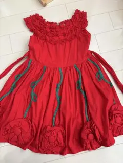 Shirley Temple 赤いノースリーブワンピース120cm