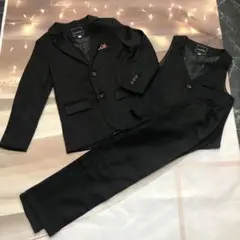 LuoboBeiBei ブラック 3点スーツセット 130　フォーマルスーツ