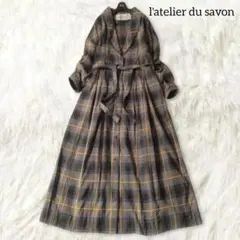 【美品】 latelier du savon ロングコート l'atelier du savon（アトリエドサボン）の「ブロックチェック ロング