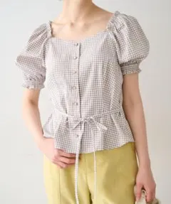 *美品* FREE'S MART ギンガムチェック パフスリーブ ブラウスのサムネイル
