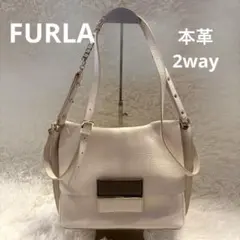 極美品】HIROFU ヒロフ オンディーナ ホワイト シボ革 ハンドバッグ