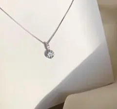 【週末までお値下げ中】一粒ダイヤモンド風ネックレス 40+5cm