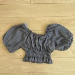 GRL オフショルダー シアーブラウス グレー フリーサイズ