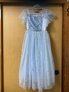 水色 フリル付き ロングドレス 140cm~