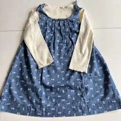 90〜100㎝ 女の子 長袖トップス ワンピース 2点セット