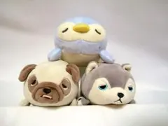 ◆3種セット◆マシュマロアニマル　マスコット◆ペンギン ＋ パグ ＋ ハスキー犬