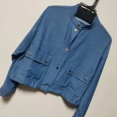【 ZARA美品】 デニムプリント ポケットフロント ボンバージャケット