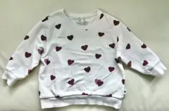 キッズ トレーナー ホワイト ハート柄 100cm gelato pique