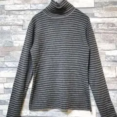 7-IDconcept.上質ウールブレンドボーダーハイネックニット 40 M〜L