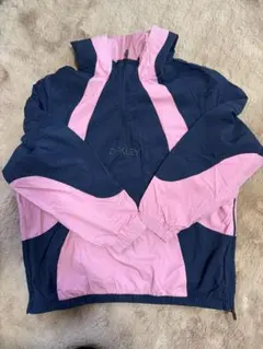 OAKLEY フード付きウィンドブレーカー L ネイビー/ピンク