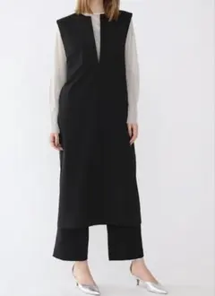 定価22,000円 Aga ツイルVネックワンピース ブラック ヤマダヤ - メルカリ