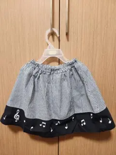 音符刺繍 ストライプスカート 110　moononono