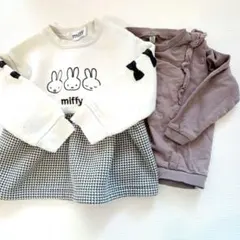 miffy 裏起毛うさぎプリント ＆フリル綿100%トレーナー　ミッフィー