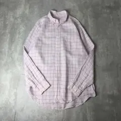 Brooks Brothers ウインドウペーン リネンシャツ BDシャツ L