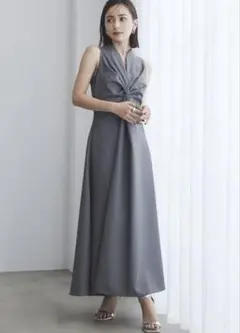 未使用anuansツイストギャザーワンピース　グレー/S