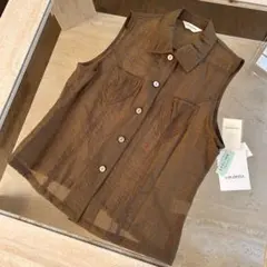 新品　varutessa ノースリーブブラウンベスト　ブラウス