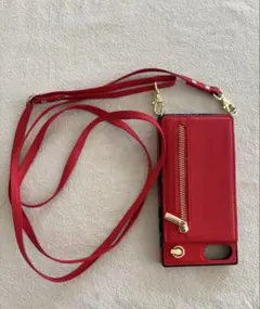 赤い合成皮革iPhone用手帳型ケース